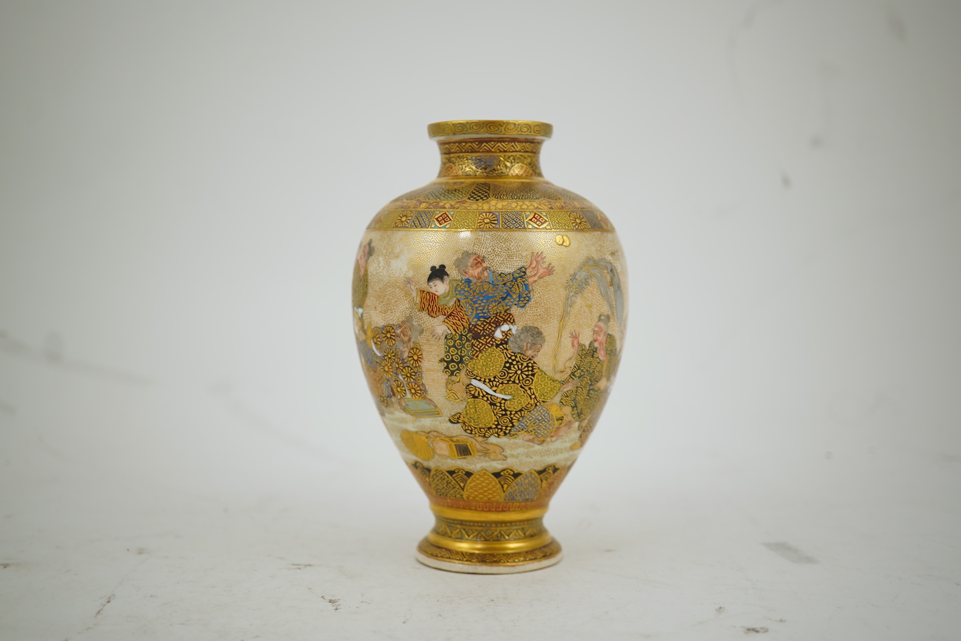 A Japanese small Satsuma vase, by Hattori, Meiji period